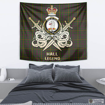 Hall Tartan Tapestry with Clan Crest and the Golden Sword of Courageous Legacy