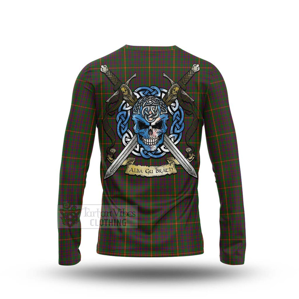 Tartan Vibes Clothing Hall Tartan Long Sleeve T-Shirt with Family Crest Celtic Skull Style