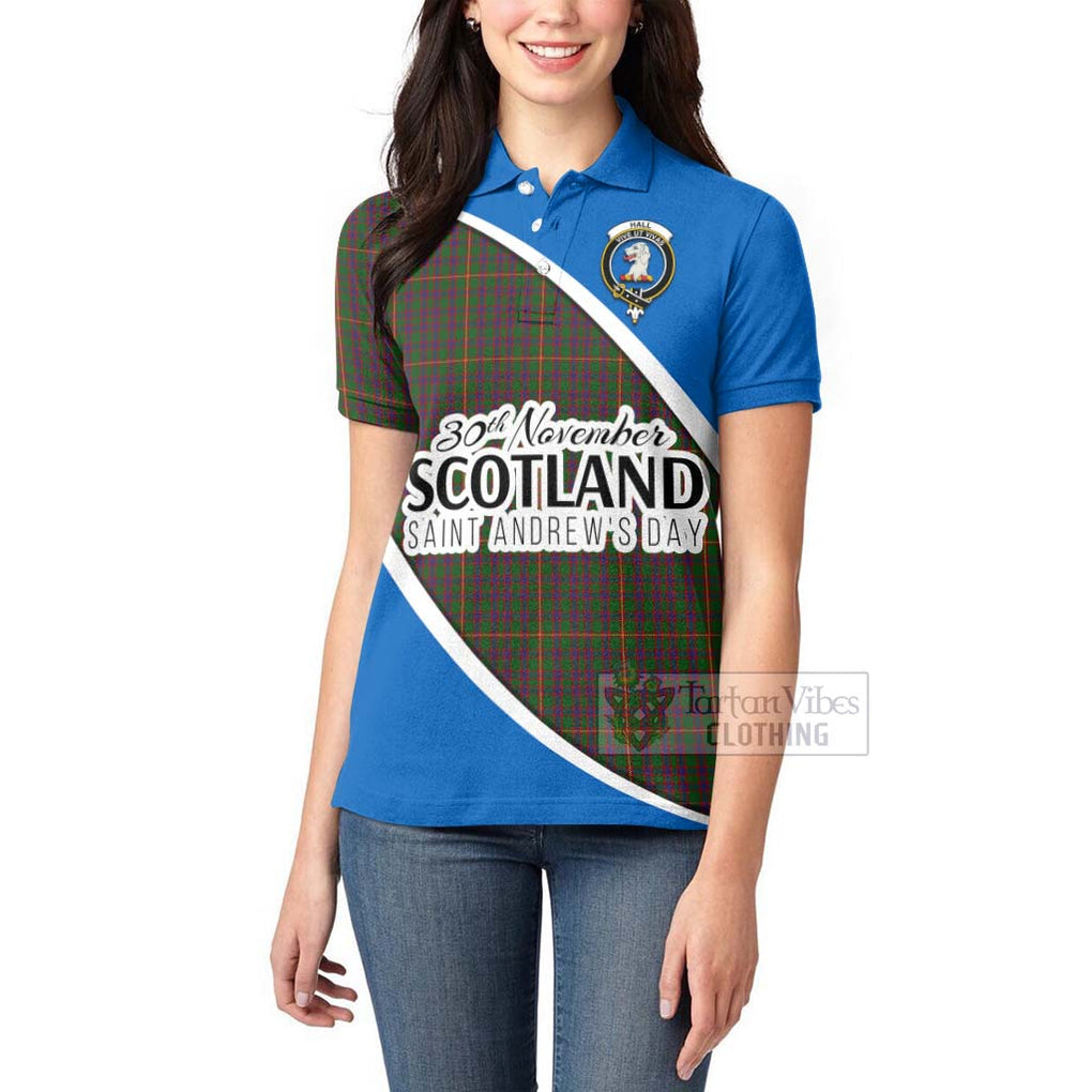 Tartan Vibes Clothing Hall Family Crest Tartan Women's Polo Shirt Celebrate Saint Andrew's Day in Style