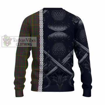 Hall Tartan Knitted Sweater with Family Crest Cross Sword Thistle Celtic Vibes