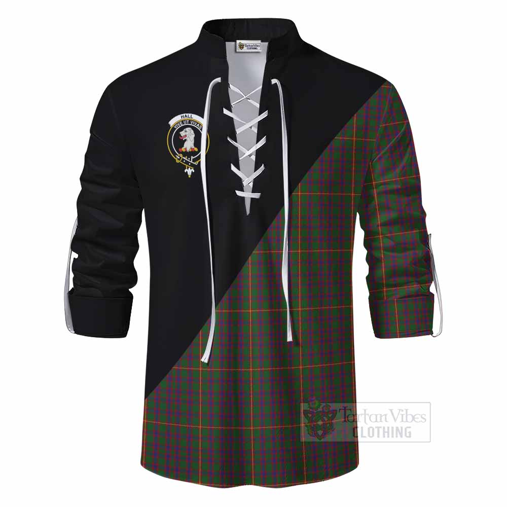 Tartan Vibes Clothing Hall Tartan Ghillie Kilt Shirt with Family Crest and Military Logo Style