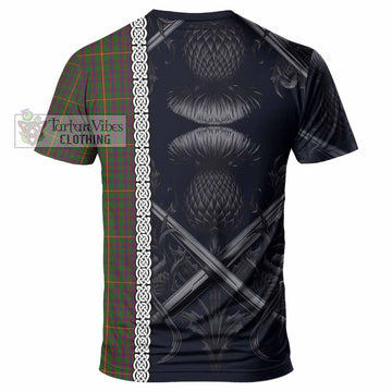 Hall Tartan T-Shirt with Family Crest Cross Sword Thistle Celtic Vibes