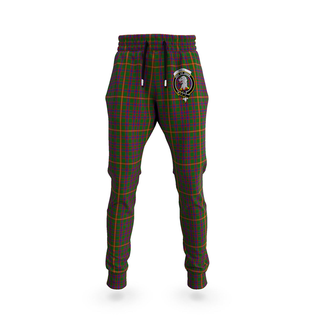 Hall Tartan Joggers Pants with Family Crest 5XL - Tartan Vibes Clothing