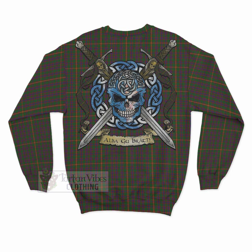 Tartan Vibes Clothing Hall Tartan Sweatshirt with Family Crest Celtic Skull Style