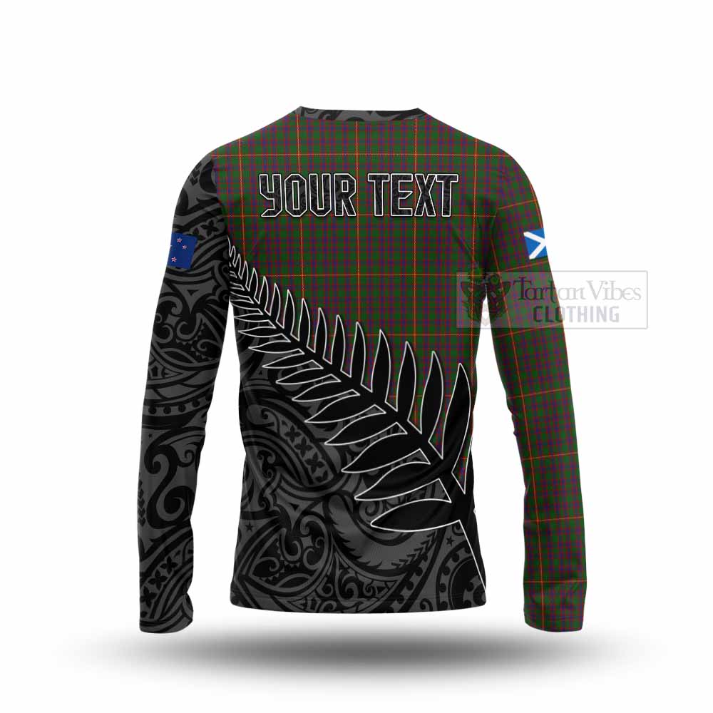 Tartan Vibes Clothing Hall Crest Tartan Long Sleeve T-Shirt with New Zealand Silver Fern Half Style