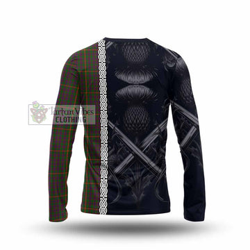 Hall Tartan Long Sleeve T-Shirt with Family Crest Cross Sword Thistle Celtic Vibes