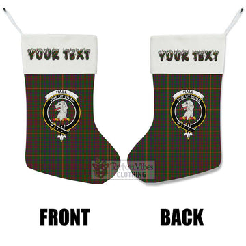 Hall Tartan Family Crest Christmas Stocking with Personalized Text