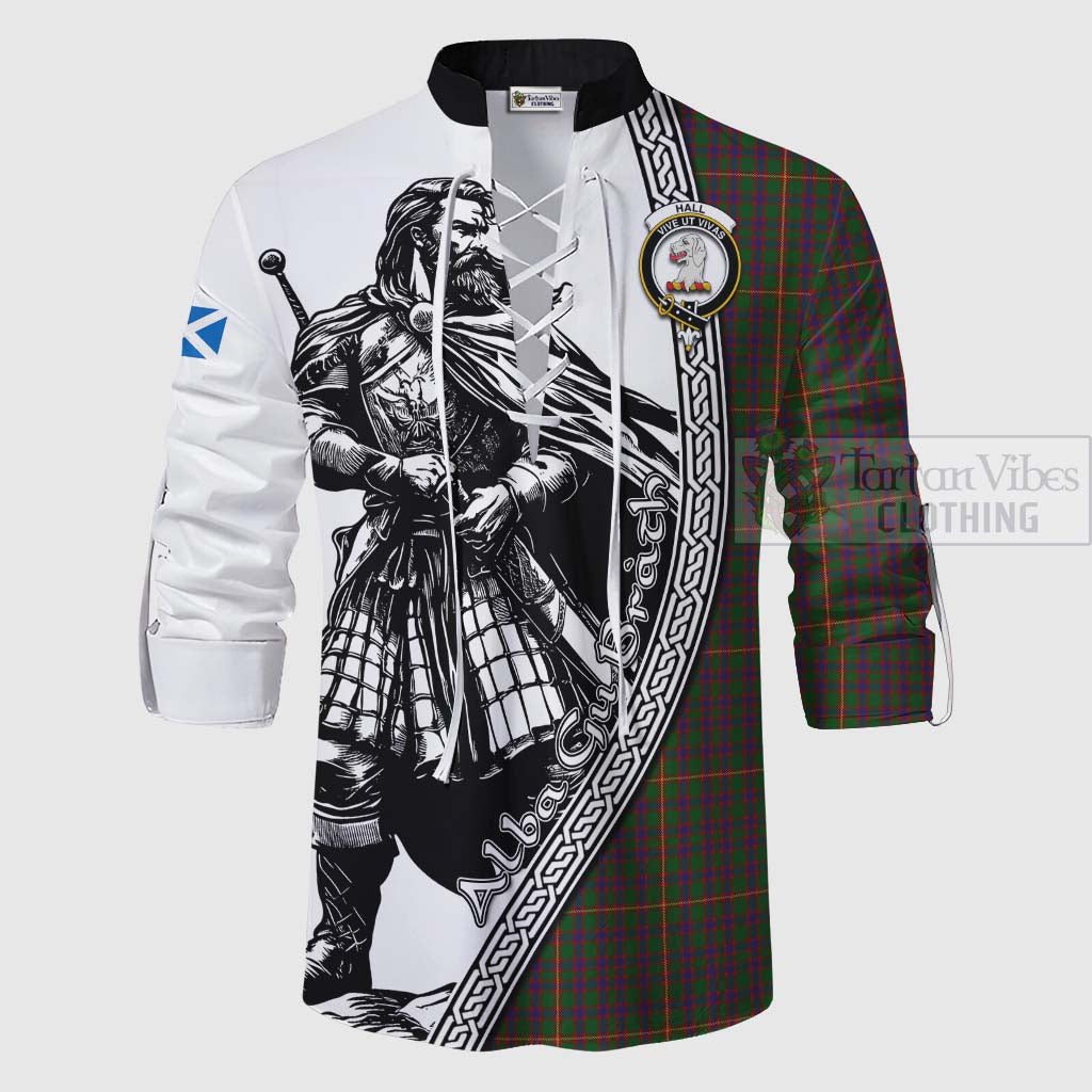 Tartan Vibes Clothing Hall Tartan Clan Crest Ghillie Kilt Shirt with Highlander Warrior Celtic Style