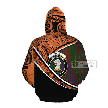 Hall Crest Tartan Cotton Hoodie with Polynesian Vibes Style - Orange Version