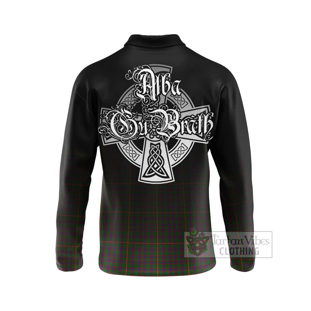 Tartan Vibes Clothing Hall Tartan Long Sleeve Polo Shirt Featuring Alba Gu Brath Family Crest Celtic Inspired