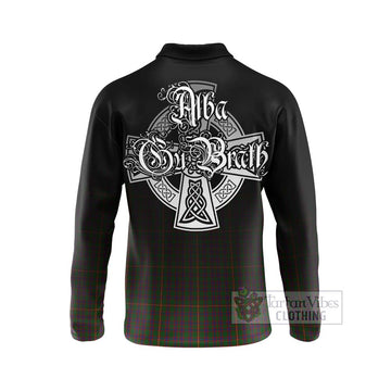 Hall Tartan Long Sleeve Polo Shirt Featuring Alba Gu Brath Family Crest Celtic Inspired