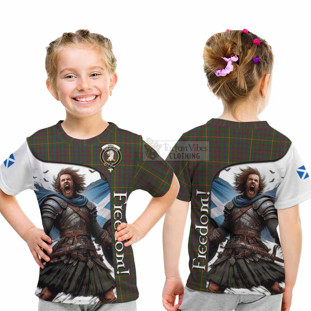 Tartan Vibes Clothing Hall Crest Tartan Kid T-Shirt Inspired by the Freedom of Scottish Warrior