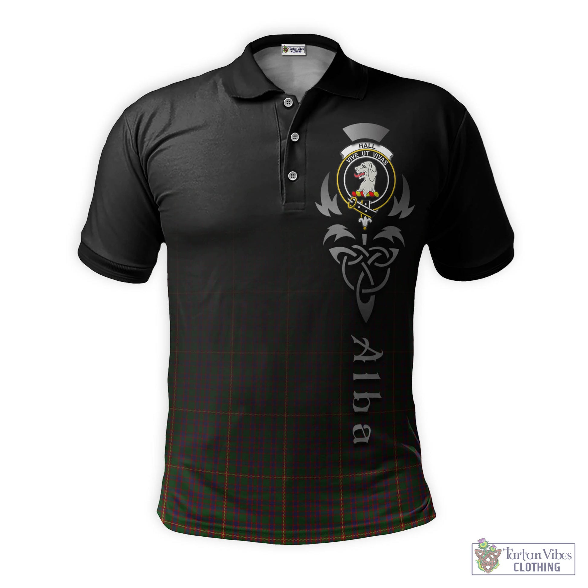 Tartan Vibes Clothing Hall Tartan Polo Shirt Featuring Alba Gu Brath Family Crest Celtic Inspired