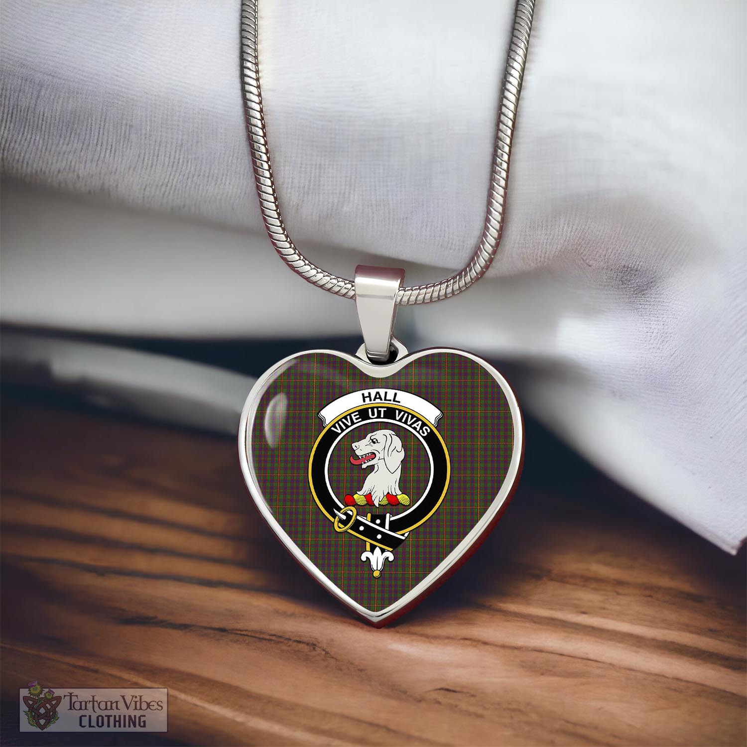 Tartan Vibes Clothing Hall Tartan Heart Necklace with Family Crest