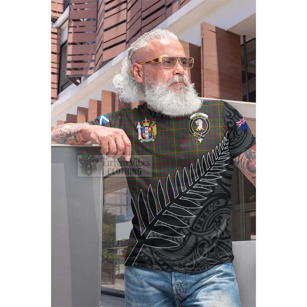 Tartan Vibes Clothing Hall Crest Tartan Cotton T-shirt with New Zealand Silver Fern Half Style