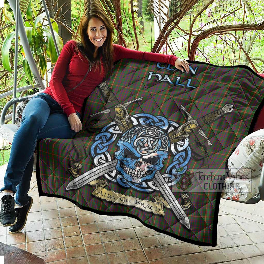 Tartan Vibes Clothing Hall Tartan Quilt with Celtic Skull Alba Gu Brath Style