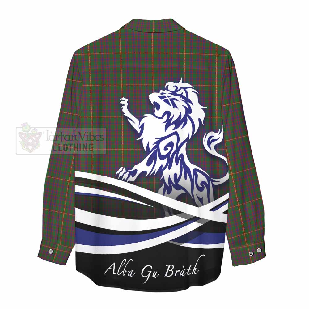 Tartan Vibes Clothing Hall Tartan Women's Casual Shirt with Alba Gu Brath Regal Lion Emblem