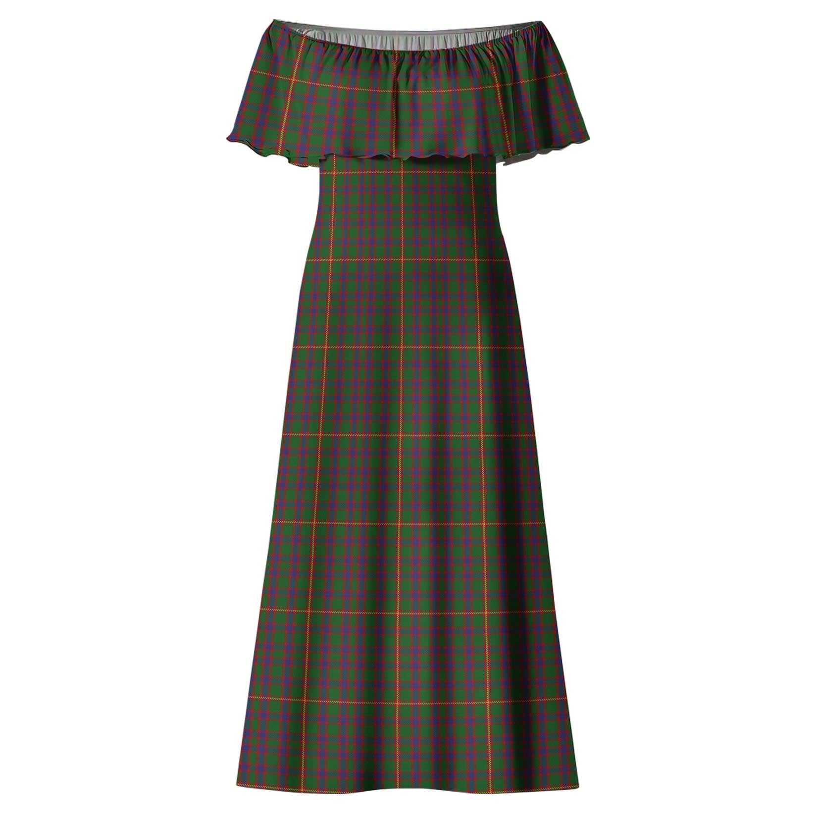 Hall Tartan Off Shoulder Long Dress - Tartanvibesclothing