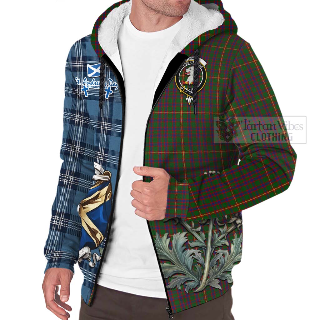 Tartan Vibes Clothing Hall Tartan Sherpa Hoodie Happy St. Andrew's Day Half Tartan Style