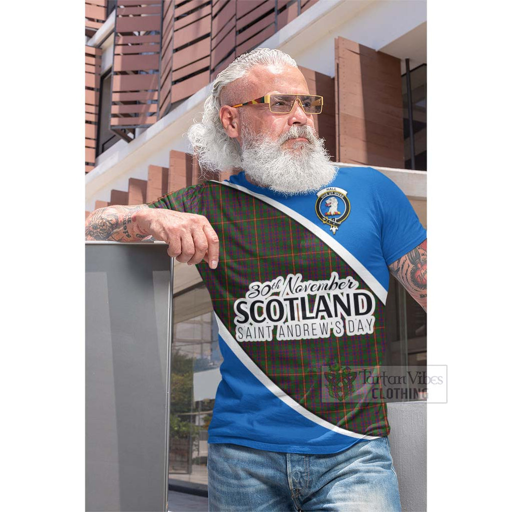 Tartan Vibes Clothing Hall Family Crest Tartan Cotton T-shirt Celebrate Saint Andrew's Day in Style