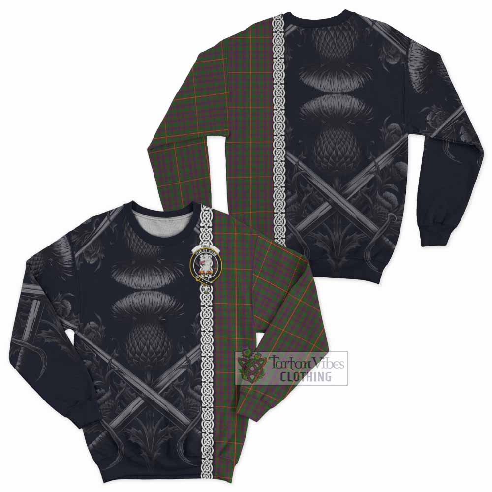 Tartan Vibes Clothing Hall Tartan Sweatshirt with Family Crest Cross Sword Thistle Celtic Vibes