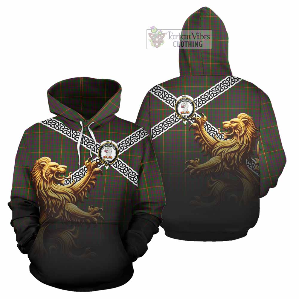 Hall Crest Tartan Hoodie with Golden Lion Emblem Celtic Style - Tartan Vibes Clothing