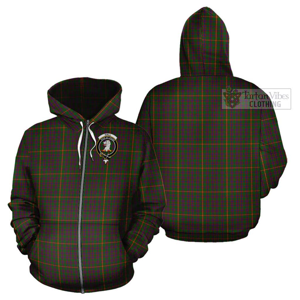 Hall Tartan Cotton Hoodie with Family Crest Zip Hoodie - Tartan Vibes Clothing