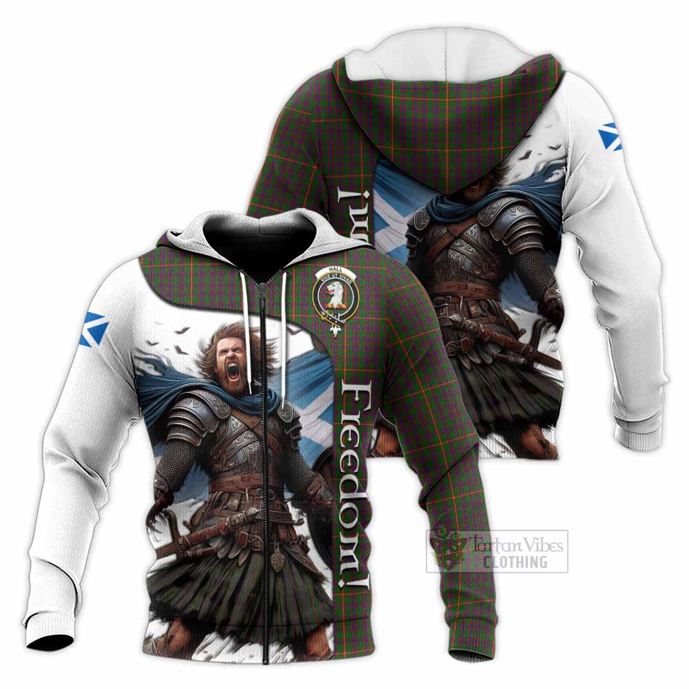 Tartan Vibes Clothing Hall Crest Tartan Knitted Hoodie Inspired by the Freedom of Scottish Warrior