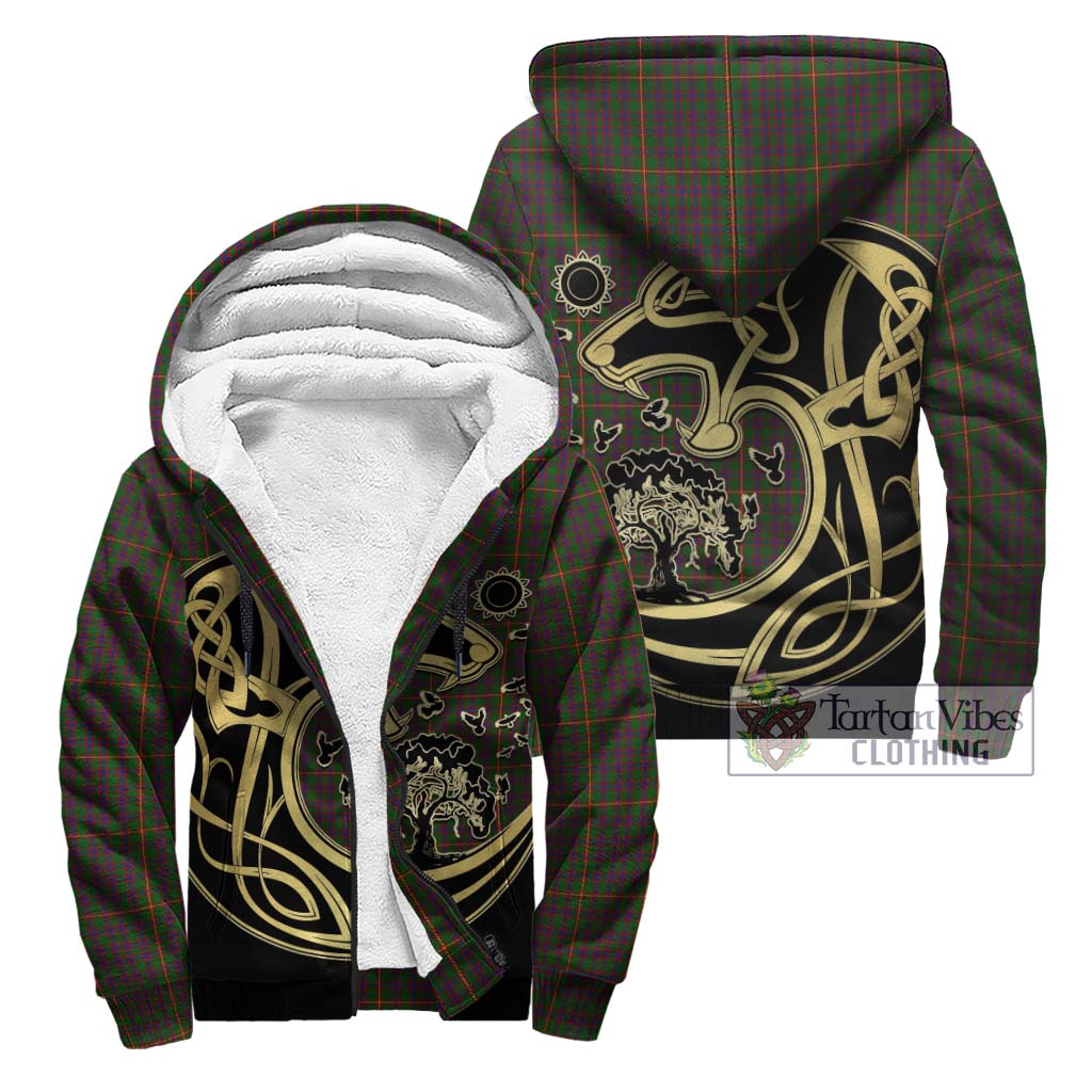 Tartan Vibes Clothing Hall Tartan Sherpa Hoodie with Family Crest Celtic Wolf Style