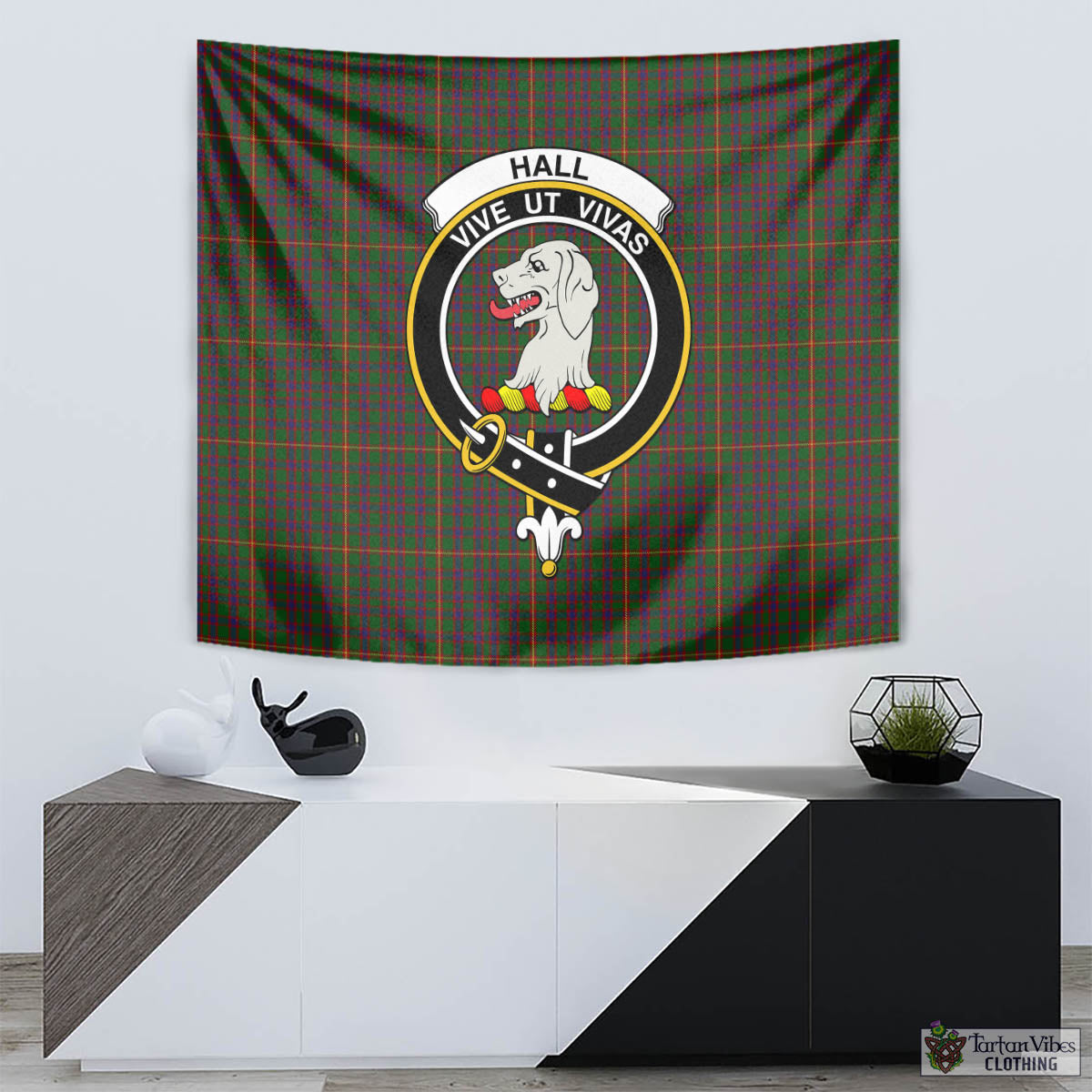 Tartan Vibes Clothing Hall Tartan Tapestry Wall Hanging and Home Decor for Room with Family Crest