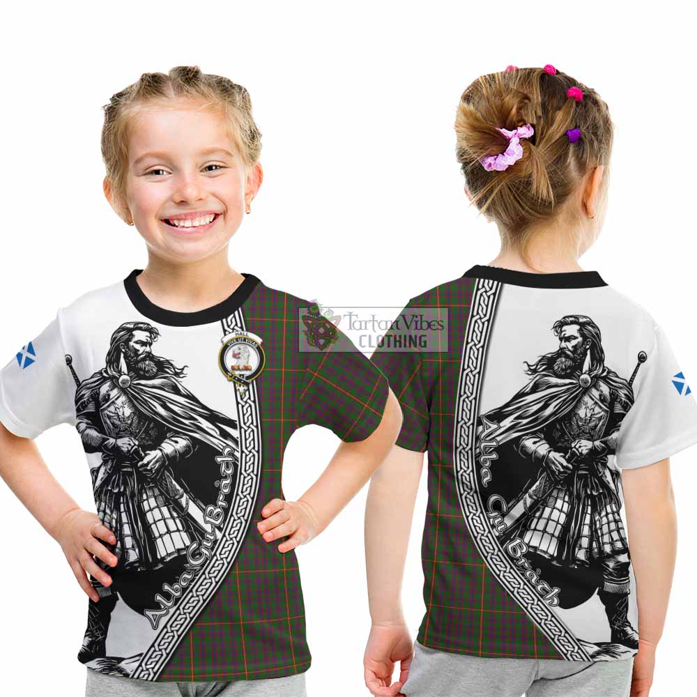 Hall Tartan Clan Crest Kid T-Shirt with Highlander Warrior Celtic Style