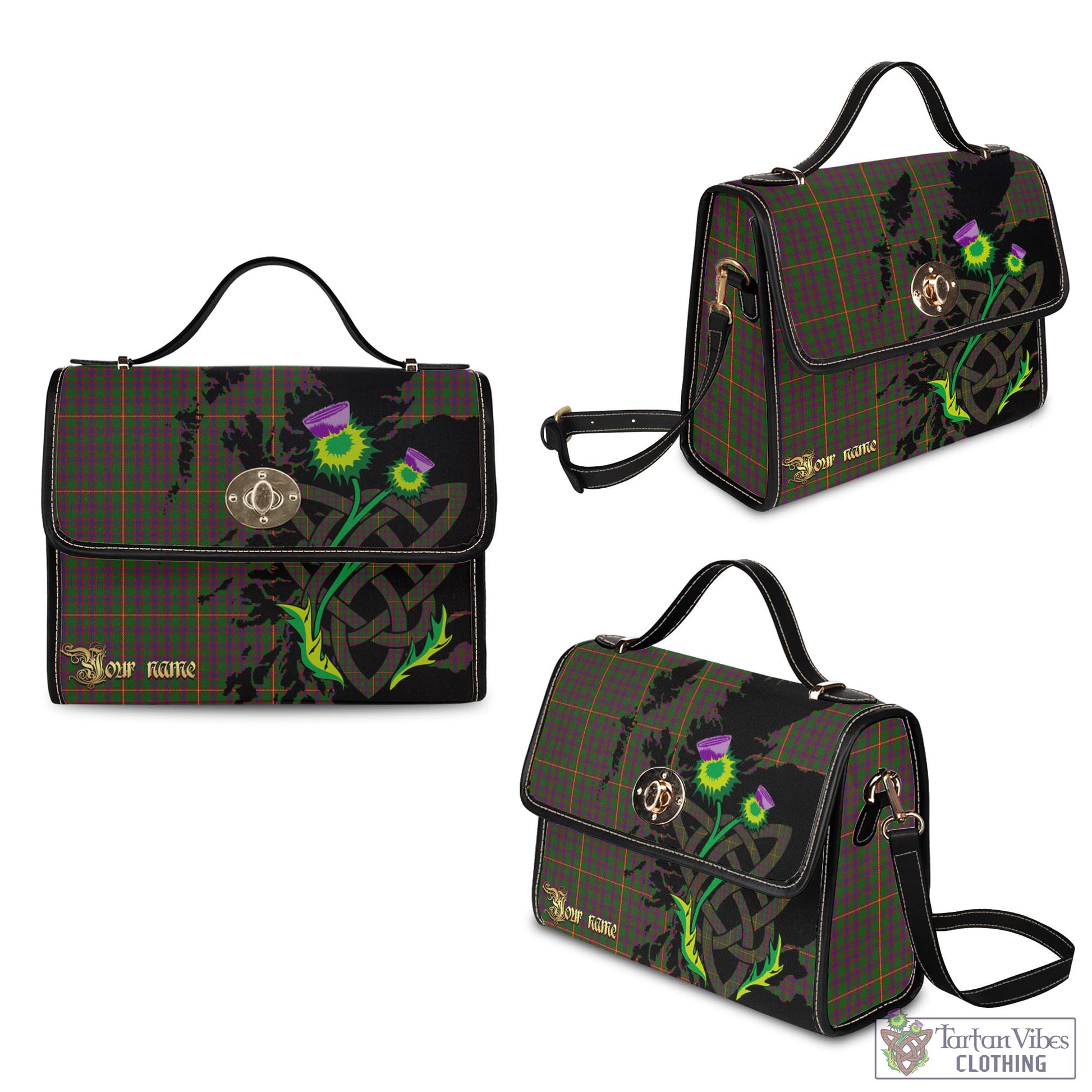 Tartan Vibes Clothing Hall Tartan Waterproof Canvas Bag with Scotland Map and Thistle Celtic Accents