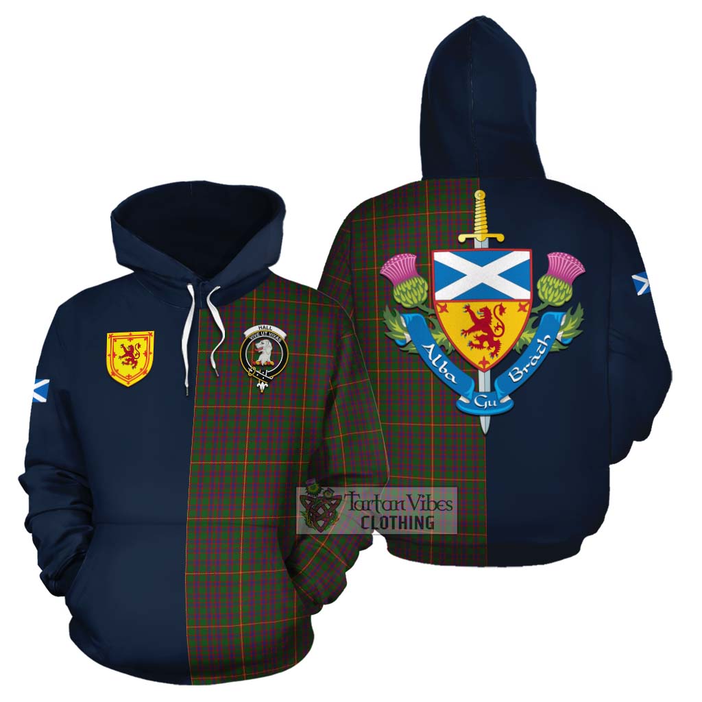 Tartan Vibes Clothing Hall Tartan Cotton Hoodie Alba with Scottish Lion Royal Arm Half Style