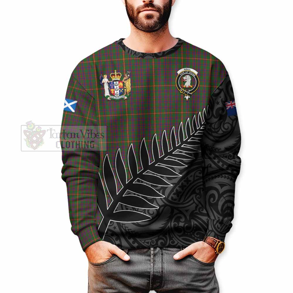 Tartan Vibes Clothing Hall Crest Tartan Sweatshirt with New Zealand Silver Fern Half Style