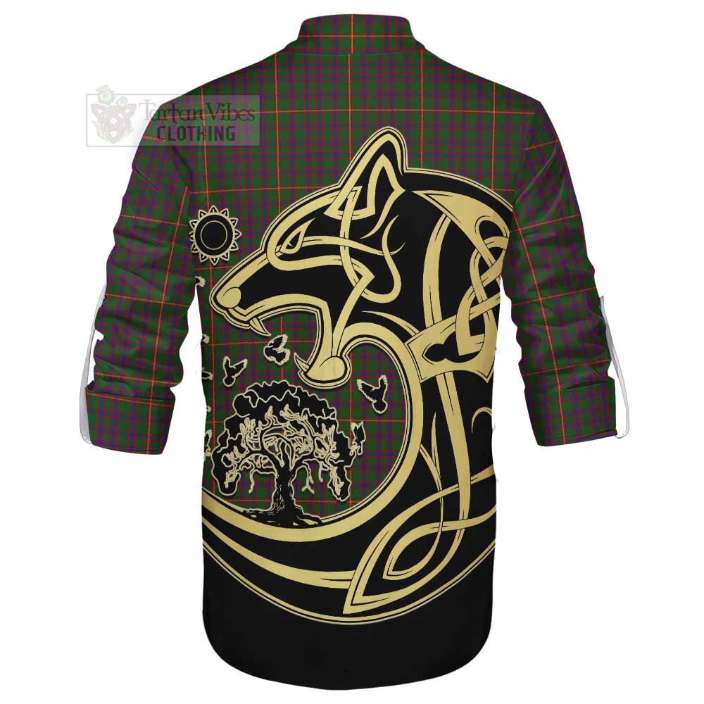 Tartan Vibes Clothing Hall Tartan Ghillie Kilt Shirt with Family Crest Celtic Wolf Style