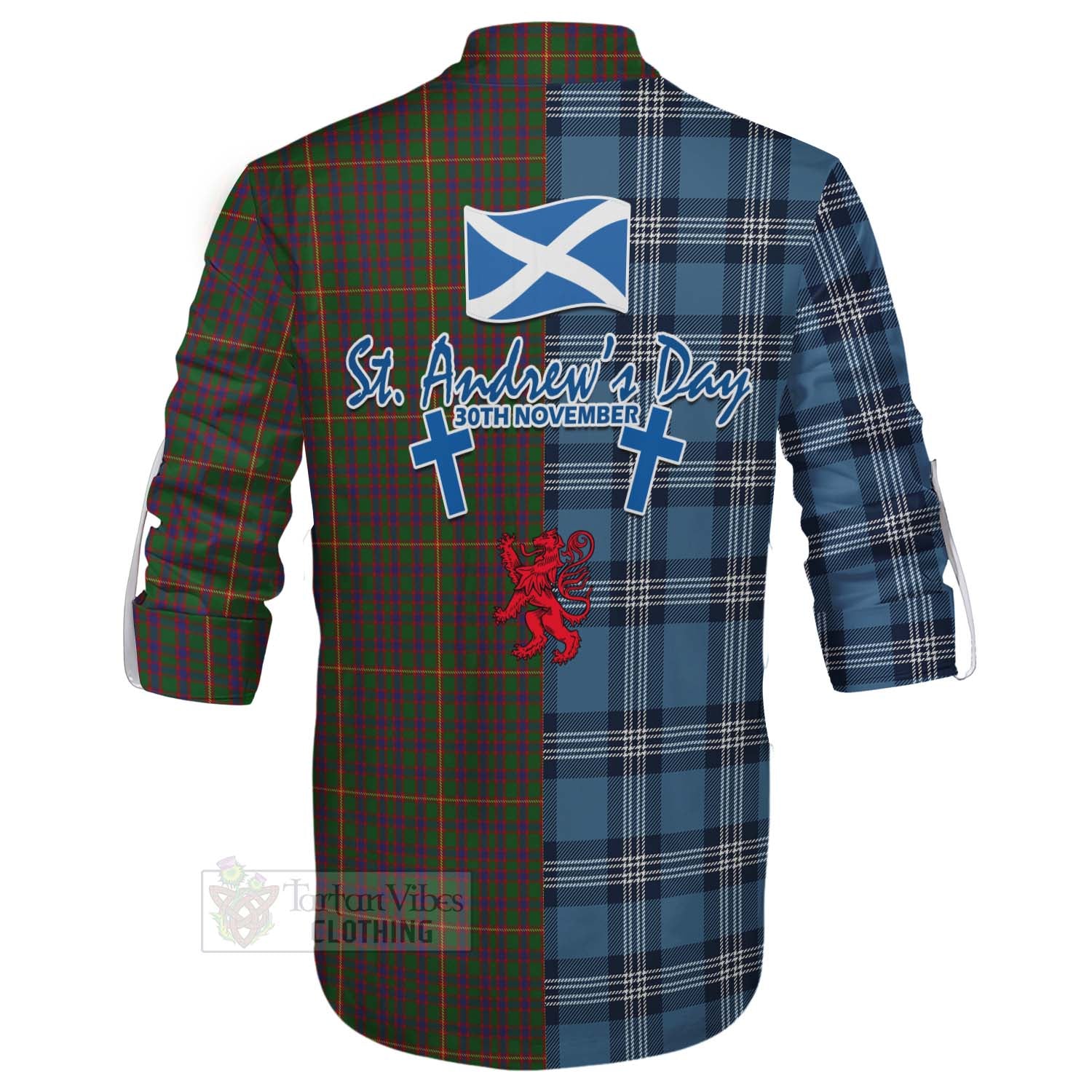 Tartan Vibes Clothing Hall Tartan Ghillie Kilt Shirt Happy St. Andrew's Day Half Tartan Style