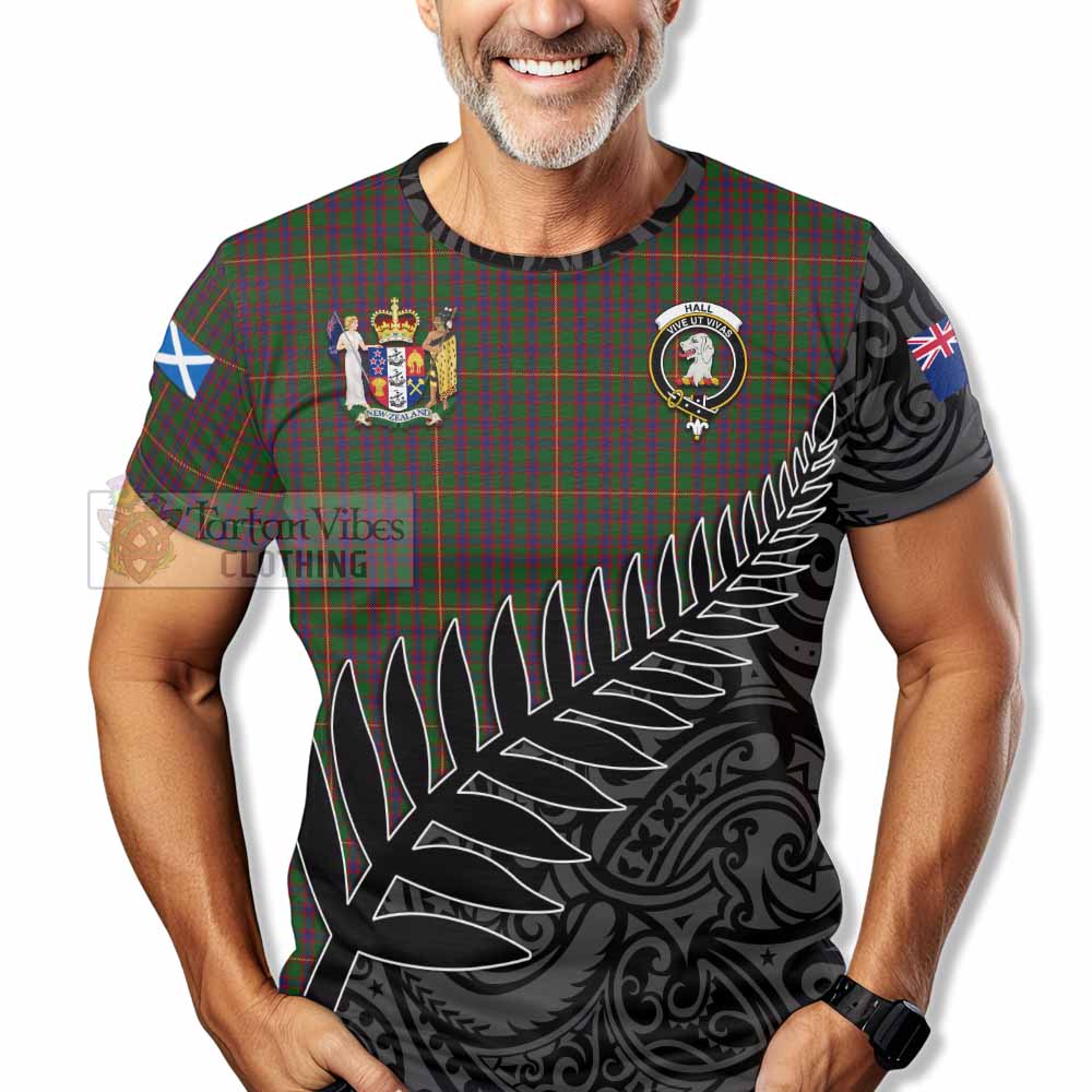 Tartan Vibes Clothing Hall Crest Tartan T-Shirt with New Zealand Silver Fern Half Style