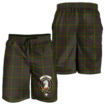 Hall Tartan Mens Shorts with Family Crest