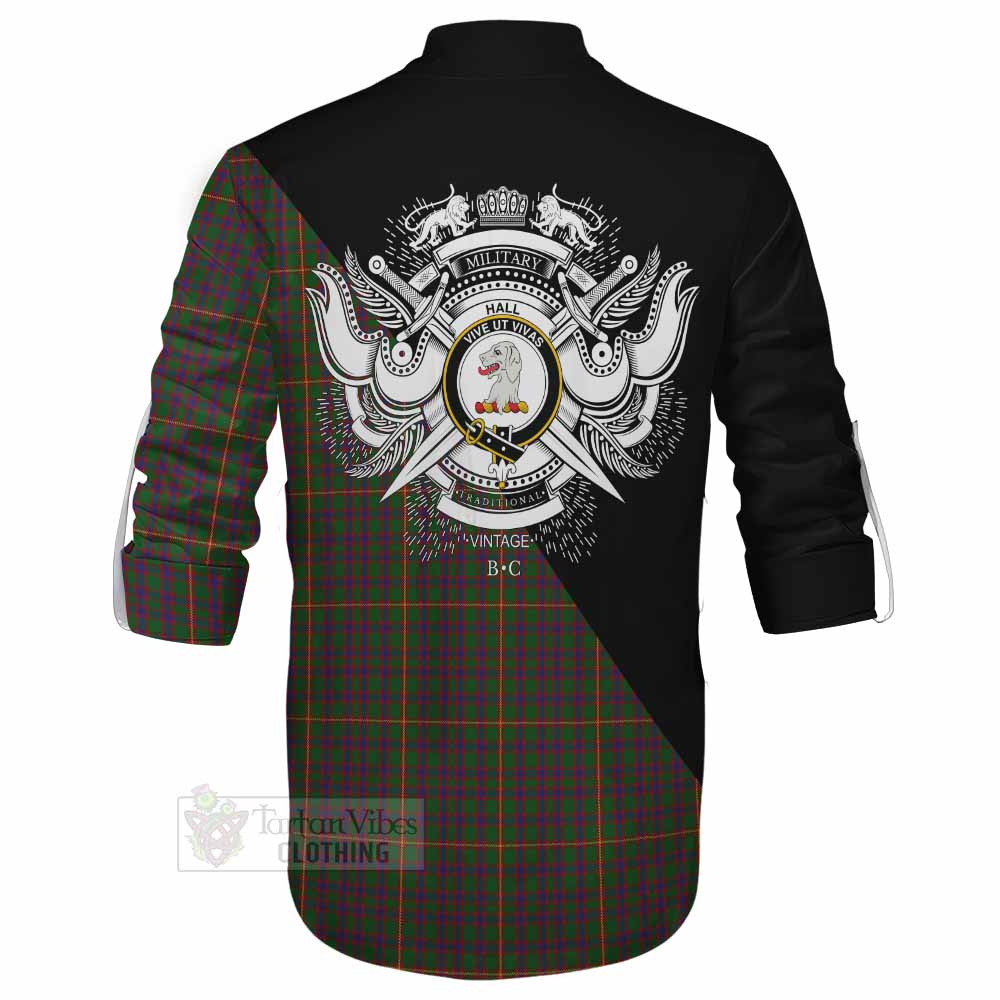 Tartan Vibes Clothing Hall Tartan Ghillie Kilt Shirt with Family Crest and Military Logo Style