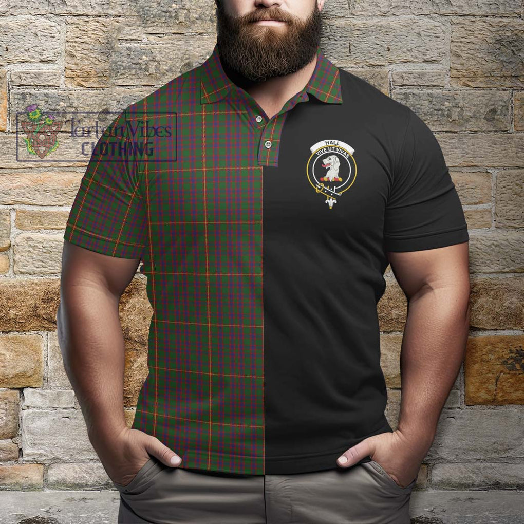 Hall Tartan Polo Shirt with Family Crest and Half Of Me Style - Tartanvibesclothing Shop