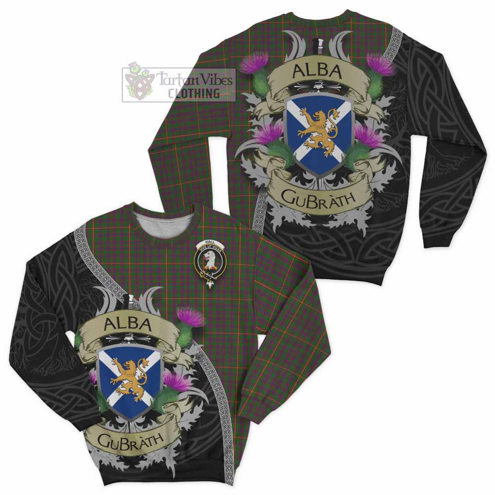 Hall Tartan Family Crest Sweatshirt Lion Rampant Royal Thistle Shield Celtic Inspired - Tartan Vibes Clothing