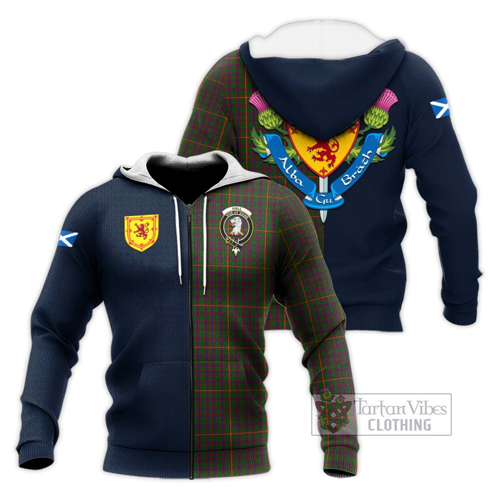 Tartan Vibes Clothing Hall Tartan Knitted Hoodie with Scottish Lion Royal Arm Half Style