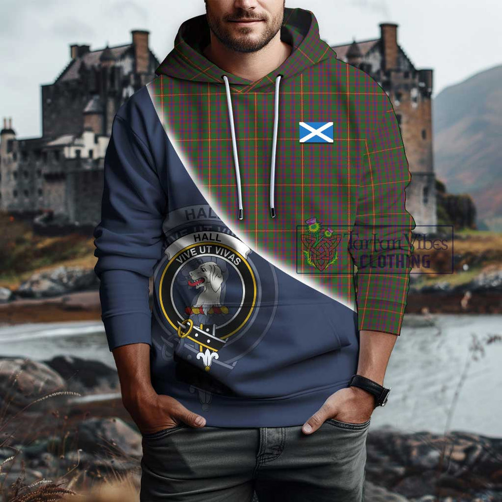 Hall Tartan Hoodie with Personalised National Flag and Family Crest Half Style - Tartanvibesclothing Shop