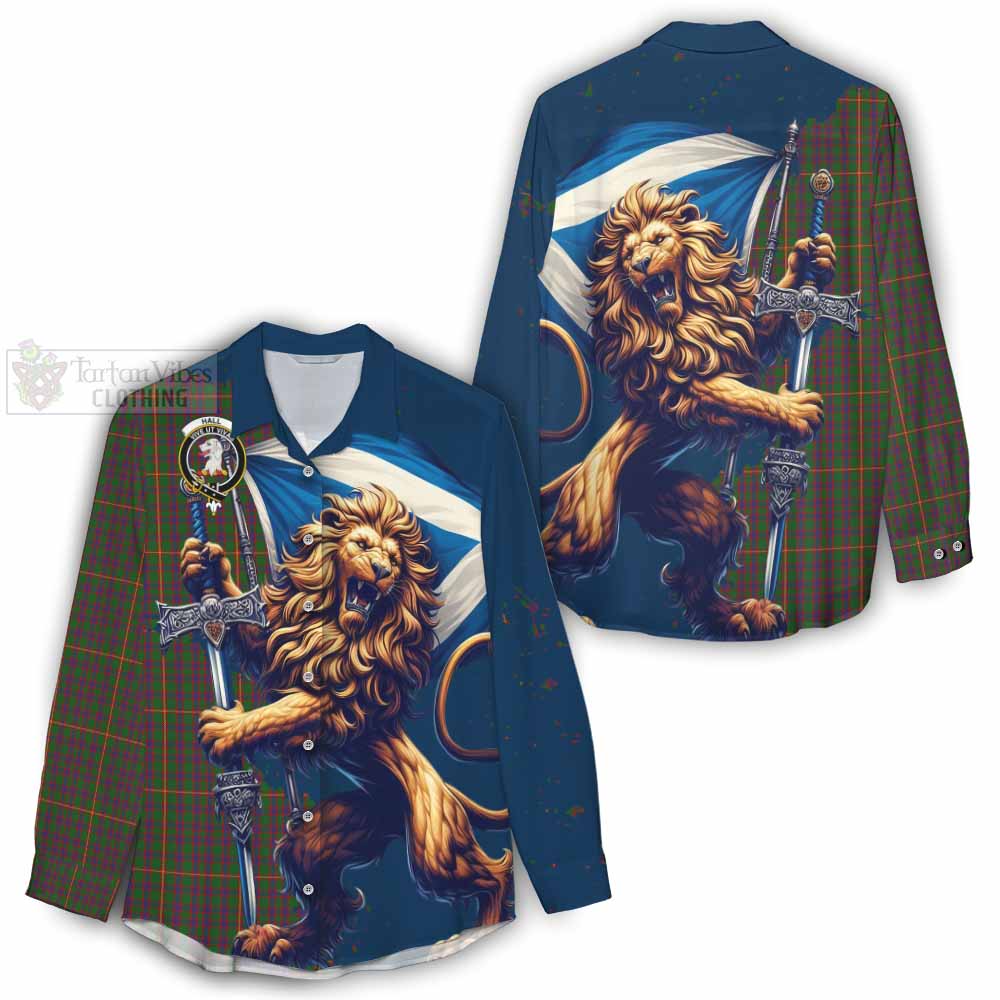 Tartan Vibes Clothing Hall Tartan Family Crest Women's Casual Shirt with Scottish Majestic Lion