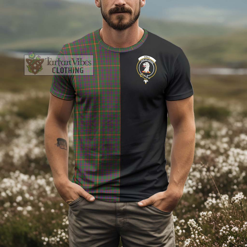 Hall Tartan T-Shirt with Family Crest and Half Of Me Style - Tartanvibesclothing Shop