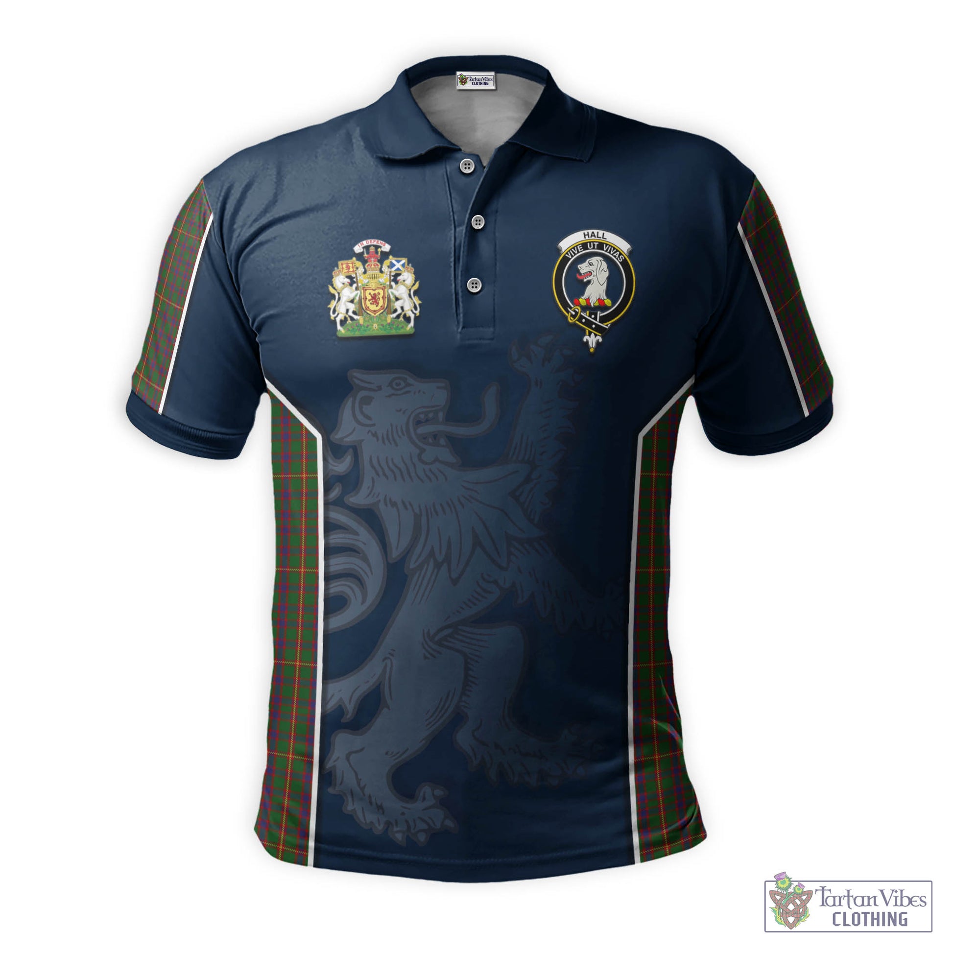 Tartan Vibes Clothing Hall Tartan Men's Polo Shirt with Family Crest and Lion Rampant Vibes Sport Style