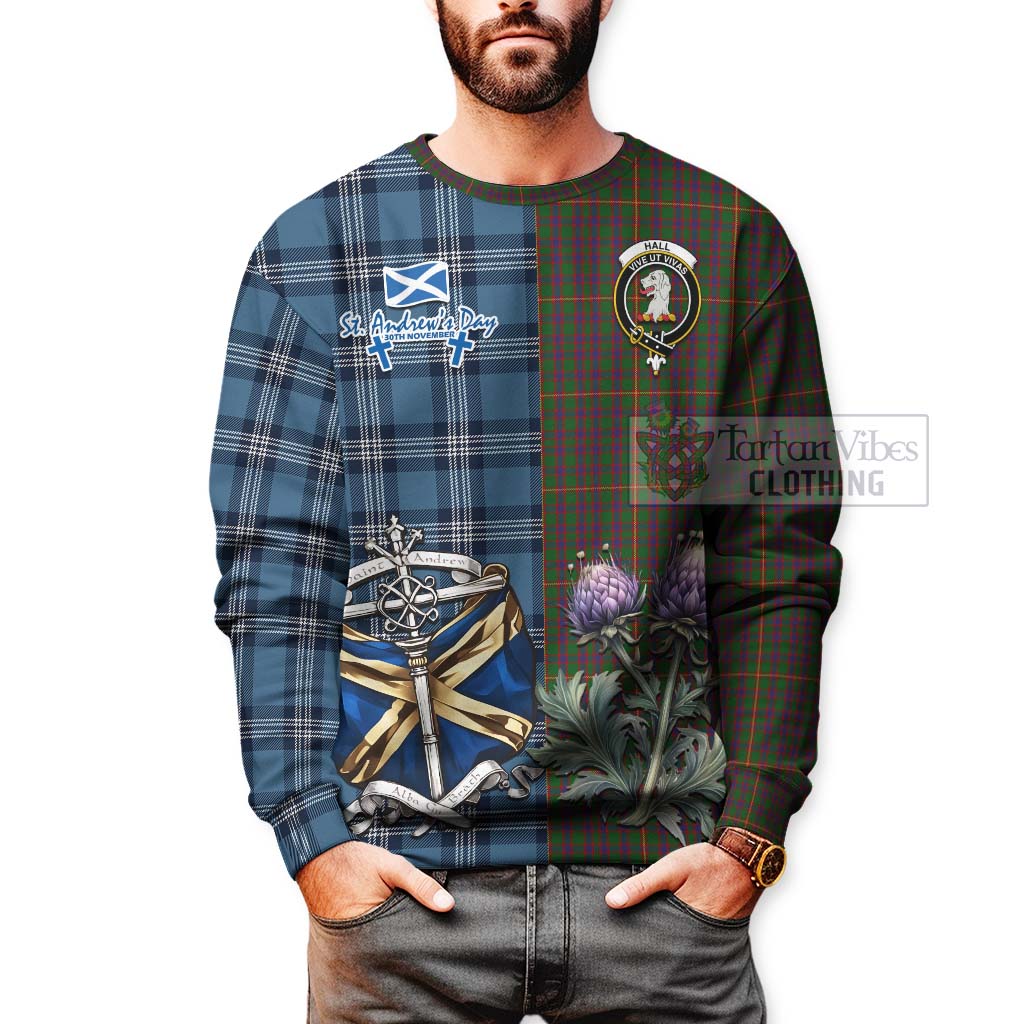 Tartan Vibes Clothing Hall Tartan Sweatshirt Happy St. Andrew's Day Half Tartan Style