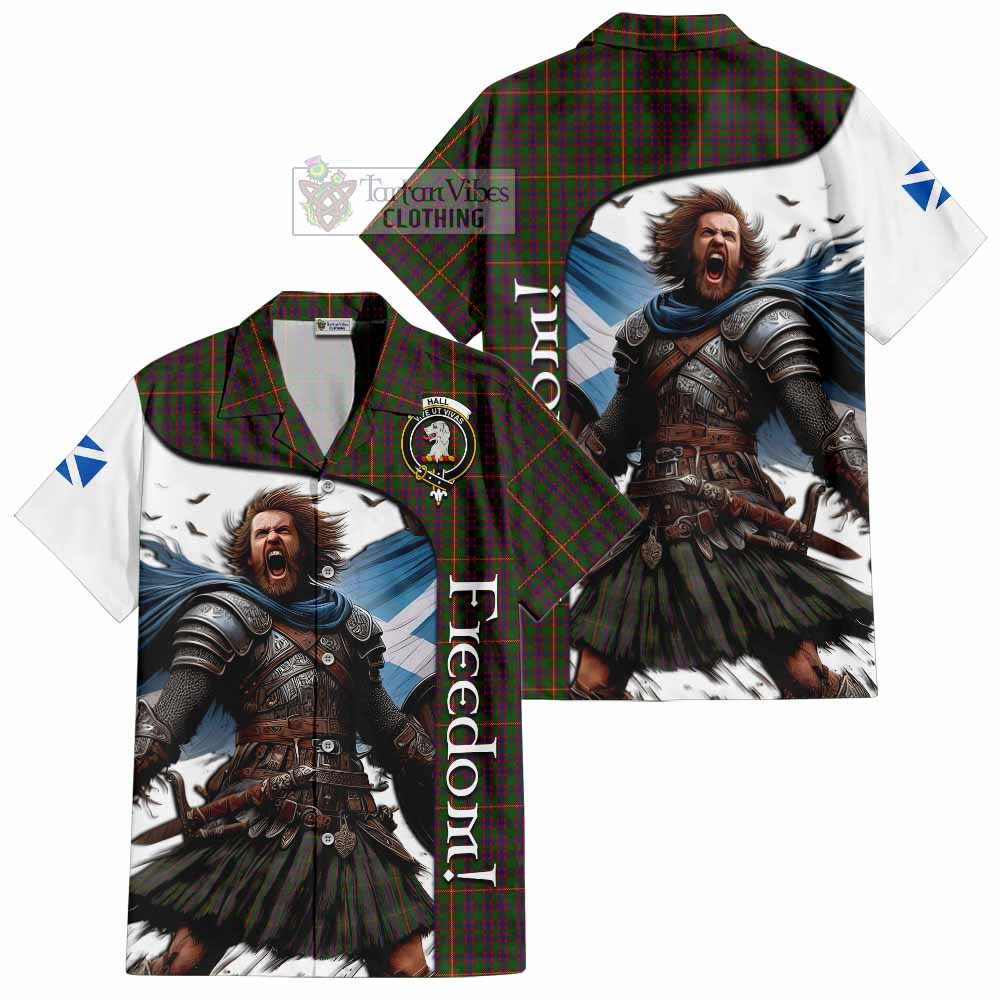 Tartan Vibes Clothing Hall Crest Tartan Short Sleeve Button Shirt Inspired by the Freedom of Scottish Warrior