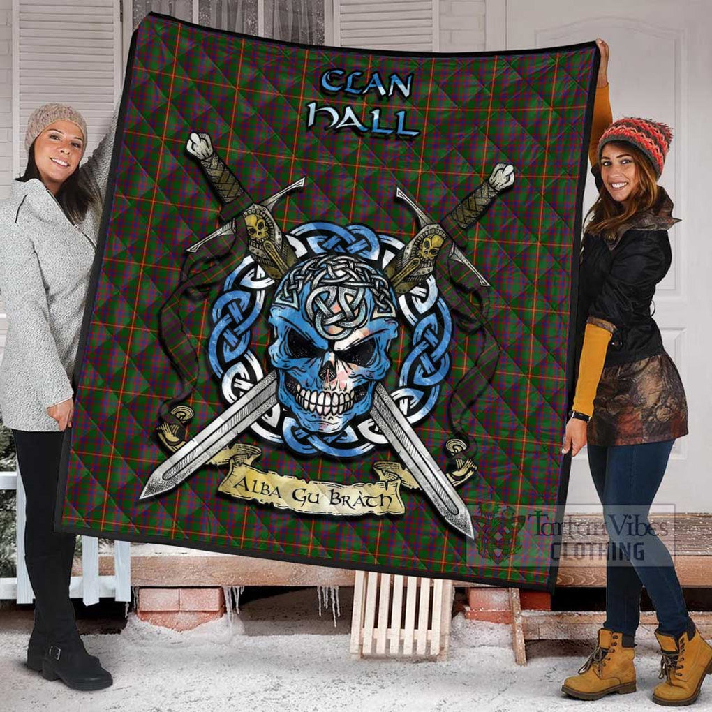 Tartan Vibes Clothing Hall Tartan Quilt with Celtic Skull Alba Gu Brath Style