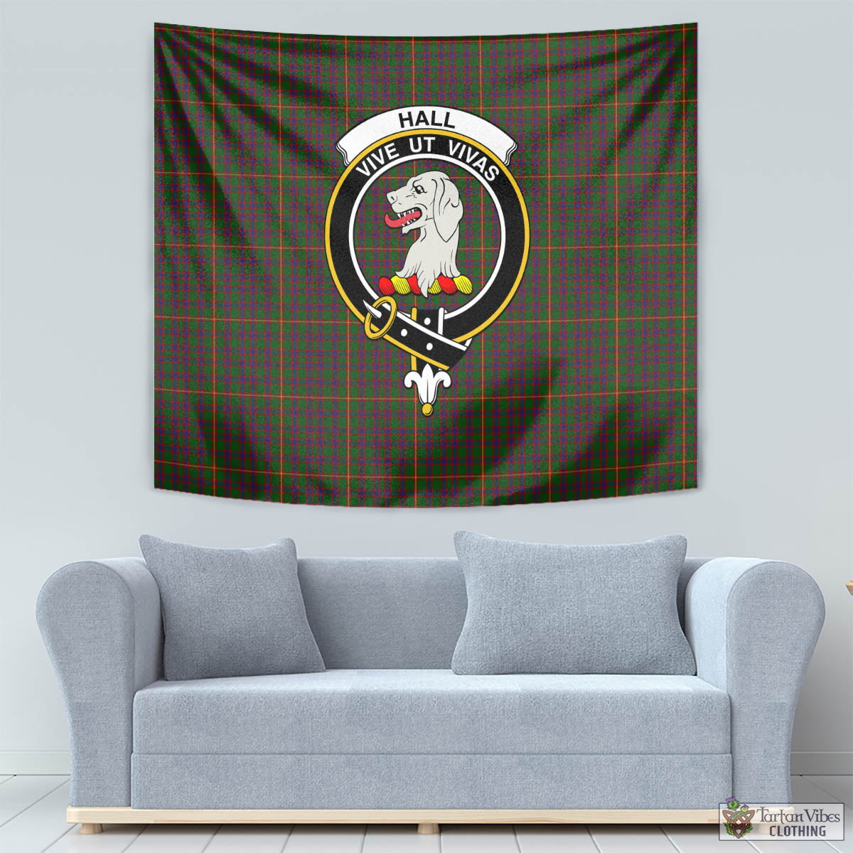 Tartan Vibes Clothing Hall Tartan Tapestry Wall Hanging and Home Decor for Room with Family Crest